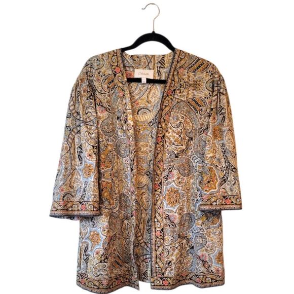 Cleobella Evereve Women's Paisley Boho  Natural Fiber Kimono Size M/L - Picture 1 of 6